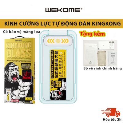 Kính Cường lực WEKOME KINKONG WTP-057 khung tự dán, full màn chống bụi màn loa, siêu cứng, chống nhìn trộm - CHÍNH HÃNG