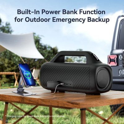 Loa Bluetooth Earfun Uboom X - Trải nghiệm sức mạnh âm thanh toàn diện với loa Bluetooth <strong>Earfun Uboom X</strong>. Được thiết kế để trở thành chiếc loa tất cả trong một, sản phẩm mang đến âm thanh 360° sống động với công suất 80W bùng nổ và công nghệ XBass độc quyền cho âm trầm sâu lắng. Thắp sáng mọi không gian với hệ thống đèn LED RGB tùy chỉnh, đồng bộ theo điệu nhạc. Với thiết kế siêu bền, chuẩn chống nước IP67, thời lượng pin 30 giờ cùng chức năng sạc dự phòng, <strong>Earfun Uboom X</strong> là người bạn đồng hành lý tưởng cho mọi bữa tiệc, mọi chuyến phiêu lưu, từ trong nhà ra đến ngoài trời.