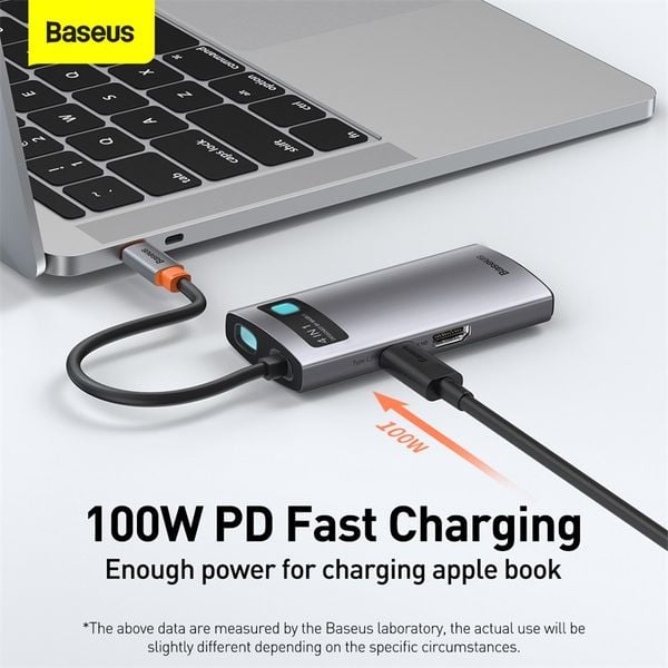Cổng chuyển đổi Baseus Metal Gleam Hub Type C 4-IN-1 - Mở khóa toàn bộ tiềm năng kết nối của MacBook, laptop với Hub chuyển đổi <strong>Baseus Metal Gleam Hub Type C 4-IN-1</strong>. Với thiết kế vỏ nhôm sang trọng và siêu nhỏ gọn, sản phẩm biến một cổng Type-C duy nhất thành 4 cổng mạnh mẽ: 3 cổng USB 3.0 tốc độ cao 5Gbps và 1 cổng sạc nhanh Power Delivery (PD) 100W. Giờ đây, bạn có thể vừa sạc laptop với công suất tối đa, vừa kết nối cùng lúc chuột, bàn phím, ổ cứng, USB và nhiều thiết bị ngoại vi khác. Tốc độ truyền dữ liệu siêu nhanh giúp sao chép file dung lượng lớn chỉ trong vài giây. <strong>Baseus Metal Gleam Hub Type C 4-IN-1</strong> là giải pháp hoàn hảo để tối ưu hóa không gian làm việc, nâng cao hiệu suất và mang lại sự tiện lợi tối đa.