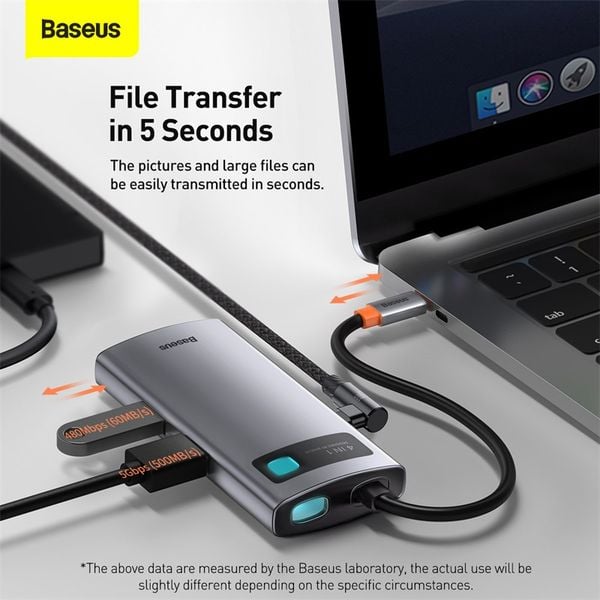 Cổng chuyển đổi Baseus Metal Gleam Hub Type C 4-IN-1 - Mở khóa toàn bộ tiềm năng kết nối của MacBook, laptop với Hub chuyển đổi <strong>Baseus Metal Gleam Hub Type C 4-IN-1</strong>. Với thiết kế vỏ nhôm sang trọng và siêu nhỏ gọn, sản phẩm biến một cổng Type-C duy nhất thành 4 cổng mạnh mẽ: 3 cổng USB 3.0 tốc độ cao 5Gbps và 1 cổng sạc nhanh Power Delivery (PD) 100W. Giờ đây, bạn có thể vừa sạc laptop với công suất tối đa, vừa kết nối cùng lúc chuột, bàn phím, ổ cứng, USB và nhiều thiết bị ngoại vi khác. Tốc độ truyền dữ liệu siêu nhanh giúp sao chép file dung lượng lớn chỉ trong vài giây. <strong>Baseus Metal Gleam Hub Type C 4-IN-1</strong> là giải pháp hoàn hảo để tối ưu hóa không gian làm việc, nâng cao hiệu suất và mang lại sự tiện lợi tối đa.