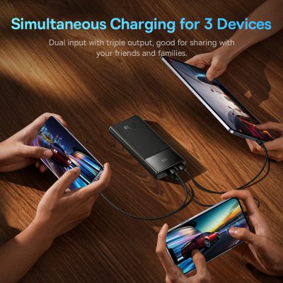 Sạc dự phòng hiệu Baseus Star-Lord Digital Display Fast Charge 10000mAh 22.5W - Đừng để điện thoại hết pin làm gián đoạn cuộc sống của bạn! Pin sạc dự phòng <strong>Baseus Star-Lord Digital Display Fast Charge 10000mAh 22.5W</strong> chính là vị cứu tinh năng lượng mà bạn cần. Với công suất sạc nhanh lên đến 22.5W, sản phẩm hỗ trợ đa giao thức từ Huawei SCP, QC 3.0 đến PD 20W, giúp sạc đầy 60% pin cho iPhone chỉ trong 30 phút. Dung lượng 10000mAh nhỏ gọn, lý tưởng để mang theo hàng ngày, cung cấp khoảng 2 lần sạc cho hầu hết các dòng smartphone. Màn hình LED kỹ thuật số hiển thị chính xác % pin còn lại, giúp bạn luôn chủ động. Sạc đồng thời 3 thiết bị với 3 cổng ra tiện lợi. <strong>Baseus Star-Lord Digital Display Fast Charge 10000mAh 22.5W</strong> là người bạn đồng hành năng lượng không thể thiếu.