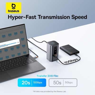 Thiết bị mở rộng hiệu Baseus Spacemate Series 11-in-1 (WIN) - Biến chiếc laptop Windows của bạn thành một trạm làm việc đa năng tối thượng với <strong>Baseus Spacemate Series 11-in-1</strong>. Đây là giải pháp kết nối toàn diện, mở rộng một cổng Type-C thành 11 cổng chức năng mạnh mẽ: 2 cổng HDMI 4K xuất 2 màn hình mở rộng độc lập, 3 cổng USB 3.2 Gen 2 truyền dữ liệu 10Gbps siêu tốc, mạng LAN Gigabit, đầu đọc thẻ SD/TF, jack 3.5mm và sạc PD 100W. Với thiết kế đứng dọc độc đáo, sản phẩm giúp tiết kiệm không gian bàn làm việc và tản nhiệt hiệu quả. Hãy giải phóng tiềm năng của laptop và tối ưu hóa không gian làm việc của bạn với <strong>Baseus Spacemate Series 11-in-1</strong>.