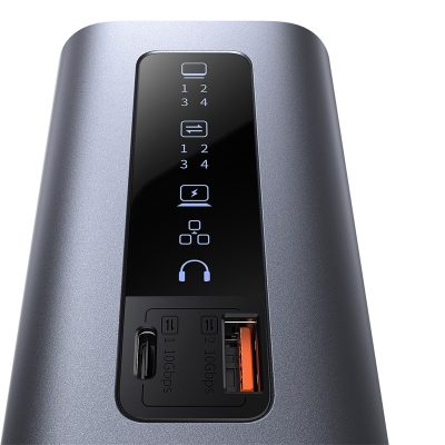 Thiết bị mở rộng hiệu Baseus Spacemate Series 11-in-1 (WIN) - Biến chiếc laptop Windows của bạn thành một trạm làm việc đa năng tối thượng với <strong>Baseus Spacemate Series 11-in-1</strong>. Đây là giải pháp kết nối toàn diện, mở rộng một cổng Type-C thành 11 cổng chức năng mạnh mẽ: 2 cổng HDMI 4K xuất 2 màn hình mở rộng độc lập, 3 cổng USB 3.2 Gen 2 truyền dữ liệu 10Gbps siêu tốc, mạng LAN Gigabit, đầu đọc thẻ SD/TF, jack 3.5mm và sạc PD 100W. Với thiết kế đứng dọc độc đáo, sản phẩm giúp tiết kiệm không gian bàn làm việc và tản nhiệt hiệu quả. Hãy giải phóng tiềm năng của laptop và tối ưu hóa không gian làm việc của bạn với <strong>Baseus Spacemate Series 11-in-1</strong>.