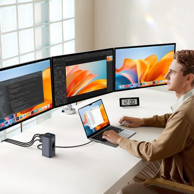 Thiết bị mở rộng hiệu Baseus Spacemate Series 11-in-1 (MAC) - Biến chiếc MacBook của bạn thành một trạm làm việc tối thượng với <strong>Baseus Spacemate Series 11-in-1</strong>. Đây là giải pháp kết nối toàn diện, mở rộng một cổng Type-C thành 11 cổng chức năng mạnh mẽ: 2 cổng HDMI 4K xuất 2 màn hình độc lập, 3 cổng USB 3.2 Gen 2 truyền dữ liệu 10Gbps siêu tốc, mạng LAN Gigabit, đầu đọc thẻ SD/TF, jack 3.5mm và sạc PD 100W. Với thiết kế đứng dọc độc đáo, sản phẩm giúp tiết kiệm không gian bàn làm việc và tản nhiệt hiệu quả. Vỏ nhôm cao cấp, sang trọng, <strong>Baseus Spacemate Series 11-in-1</strong> là trung tâm chỉ huy, giải phóng toàn bộ tiềm năng sáng tạo và hiệu suất làm việc của bạn.