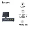 Đế sạc đa năng hiệu Baseus Nomos Qi2 5-in-1 with Retractable Cable 140W US - Màu đen