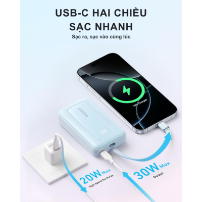Pin Sạc Dự Phòng Anker A1688 - Anker Zolo 10.000mAh 30W A1688 Tích Hợp Cáp USB-C - <strong>Pin Sạc Dự Phòng Anker Zolo A1688</strong> dung lượng 10.000mAh, sạc nhanh 30W qua cáp USB-C tích hợp, cổng USB-C và USB-A. Sạc iPhone 15 đến 57% trong 30 phút. <strong>A1688</strong> nhỏ gọn, bền bỉ, màn hình LED hiển thị dung lượng, lý tưởng cho di chuyển.