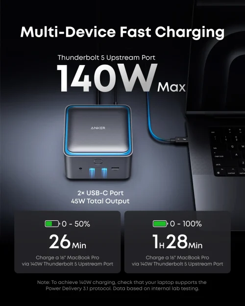 Trạm Chuyển Đổi Anker Prime Thunderbolt 5 Docking Station 14in1 - Kết Nối Tối Thượng, 8K Sắc Nét, Sạc 140W - Hình ảnh 3