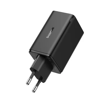 Bộ sạc nhanh hiệu Baseus GaN6 Pro 2C+2U 65W EU (With Cable Type-C to Type-C 100W 1m Black)
