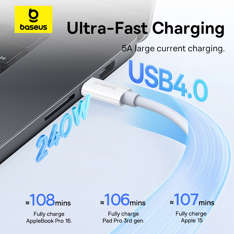 Cáp sạc nhanh hiệu Baseus Superior 2 USB4 Full-Function USB-C to USB-C 240W - Trải nghiệm đỉnh cao của kết nối với cáp <strong>Baseus Superior 2 USB4</strong> – sợi cáp "tất cả trong một" duy nhất bạn cần. Với công nghệ USB4 tiên tiến, sản phẩm mang đến tốc độ truyền dữ liệu lên đến 40Gbps, khả năng xuất video 8K@60Hz siêu nét và công suất sạc PD 3.1 240W mạnh mẽ nhất, sẵn sàng nạp năng lượng cho cả laptop gaming. Thiết kế "Superior 2" siêu bền với lớp vỏ bện dù và đầu cắm hợp kim, đảm bảo tuổi thọ vượt trội. Dù là sạc, truyền dữ liệu hay xuất hình ảnh, <strong>Baseus Superior 2 USB4</strong> đều đáp ứng một cách hoàn hảo. Hãy đầu tư vào sợi cáp của tương lai ngay hôm nay.