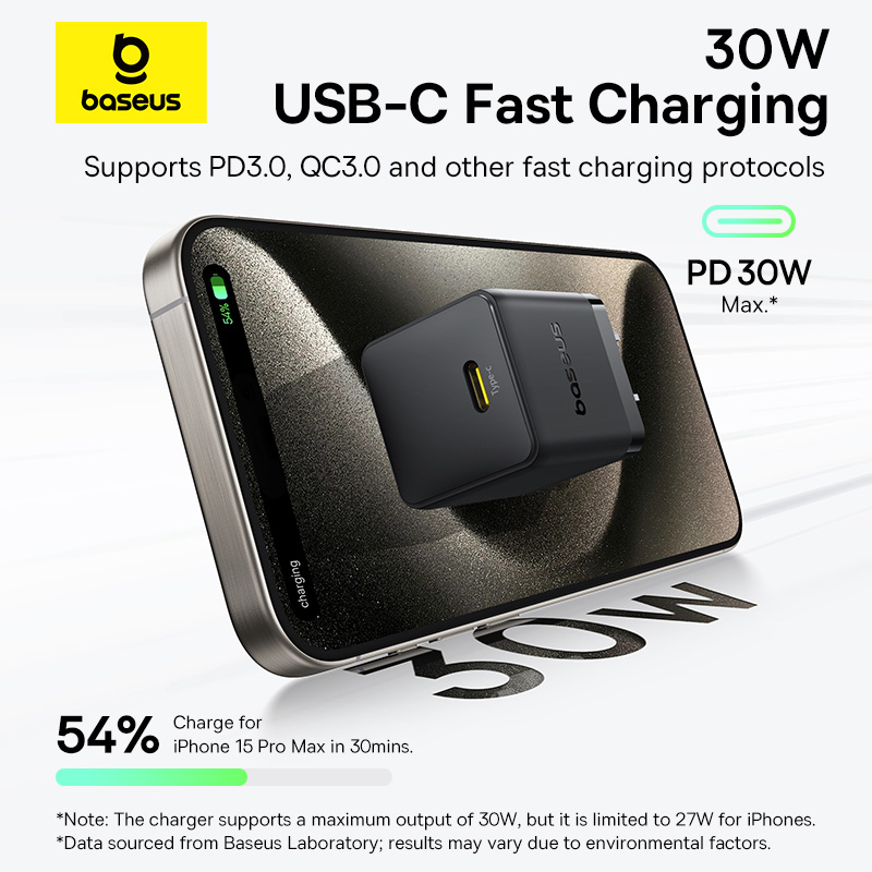 Củ sạc nhanh hiệu Baseus Palm 1C 30W US - Đừng để kích thước đánh lừa bạn! Củ sạc <strong>Baseus Palm 1C 30W US</strong> là một "gã khổng lồ" năng lượng trong một thân hình tí hon. Tích hợp công nghệ SuperSi tiên tiến, sản phẩm mang đến công suất 30W mạnh mẽ, có khả năng sạc nhanh cho cả MacBook Air, iPad Pro và hỗ trợ sạc siêu nhanh cho Samsung. Với kích thước chỉ nằm gọn trong lòng bàn tay, đây là người bạn đồng hành lý tưởng cho những chuyến đi, giúp tiết kiệm không gian mà không hy sinh hiệu suất. An toàn, mạnh mẽ và siêu di động, <strong>Baseus Palm 1C 30W US</strong> là giải pháp sạc tối giản cho mọi tín đồ công nghệ.