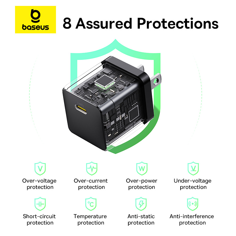 Củ sạc nhanh hiệu Baseus Palm 1C 30W US - Đừng để kích thước đánh lừa bạn! Củ sạc <strong>Baseus Palm 1C 30W US</strong> là một "gã khổng lồ" năng lượng trong một thân hình tí hon. Tích hợp công nghệ SuperSi tiên tiến, sản phẩm mang đến công suất 30W mạnh mẽ, có khả năng sạc nhanh cho cả MacBook Air, iPad Pro và hỗ trợ sạc siêu nhanh cho Samsung. Với kích thước chỉ nằm gọn trong lòng bàn tay, đây là người bạn đồng hành lý tưởng cho những chuyến đi, giúp tiết kiệm không gian mà không hy sinh hiệu suất. An toàn, mạnh mẽ và siêu di động, <strong>Baseus Palm 1C 30W US</strong> là giải pháp sạc tối giản cho mọi tín đồ công nghệ.