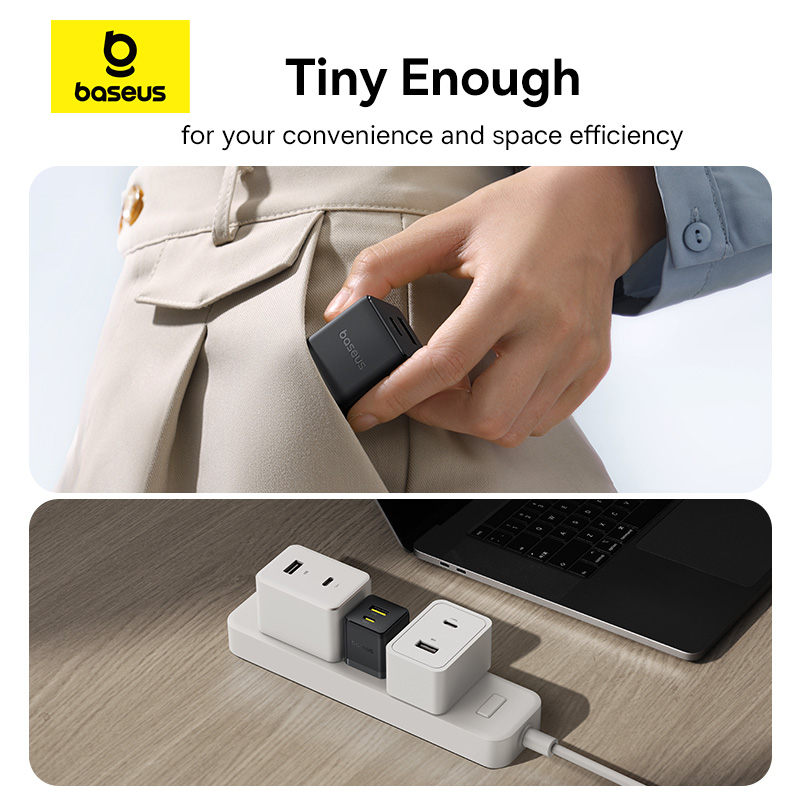 Sạc nhanh hiệu Baseus Palm C+U 30W US - Trải nghiệm sức mạnh sạc nhanh vượt trội trong một thiết kế tối giản với <strong>Baseus Palm C+U 30W US</strong>. Đây là giải pháp năng lượng "tất cả trong một", với công suất 30W mạnh mẽ có khả năng sạc nhanh cho cả MacBook Air, iPad Pro và điện thoại. Trang bị 2 cổng USB-C (PD 30W) và USB-A (QC 18W), củ sạc này đáp ứng mọi nhu cầu sạc của bạn. Kích thước siêu nhỏ gọn chỉ nằm trong lòng bàn tay, lý tưởng cho việc di chuyển. Tích hợp công nghệ SuperSi và các tính năng bảo vệ an toàn, <strong>Baseus Palm C+U 30W US</strong> là sự nâng cấp hoàn hảo cho mọi tín đồ công nghệ.