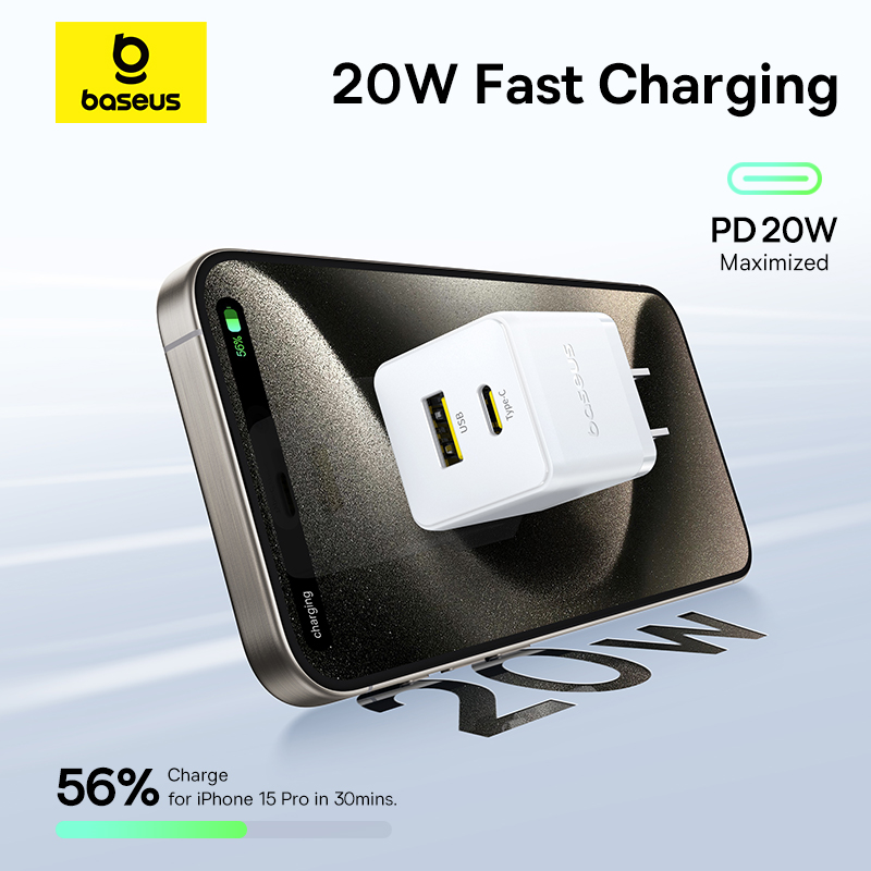 Sạc nhanh hiệu Baseus Palm C+U 20W US - Bạn đã mệt mỏi với việc mang theo nhiều củ sạc cho các thiết bị khác nhau? <strong>Baseus Palm C+U 20W US</strong> chính là giải pháp năng lượng tối giản và hiệu quả. Với kích thước siêu nhỏ gọn chỉ nằm trong lòng bàn tay, củ sạc này cung cấp 2 cổng sạc tiện lợi: USB-C (PD 20W) cho iPhone và USB-A (QC 18W) cho các thiết bị Android. Sạc đầy 60% pin cho iPhone chỉ trong 30 phút. Khả năng sạc đồng thời 2 thiết bị giúp bạn tiết kiệm thời gian và không gian ổ cắm. An toàn, mạnh mẽ và siêu di động, <strong>Baseus Palm C+U 20W US</strong> là người bạn đồng hành không thể thiếu cho cuộc sống số của bạn.