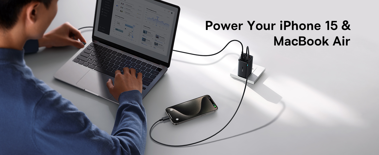 Bộ sạc nhanh hiệu Baseus GaN6 Pro 2C+2U 65W US (With Cable Type-C to Type-C 100W 1m Black) - Dọn dẹp không gian làm việc và tối ưu hóa sạc năng lượng với bộ sạc <strong>Baseus GaN6 Pro 2C+2U 65W US</strong>. Đây là giải pháp "tất cả trong một", tích hợp công nghệ GaN6 Pro tiên tiến nhất, cho phép sạc nhanh 4 thiết bị cùng lúc, bao gồm cả MacBook, iPad và điện thoại, trong một thiết kế nhỏ gọn đáng kinh ngạc. Với 2 cổng USB-C và 2 cổng USB-A, sản phẩm đáp ứng mọi nhu cầu sạc của bạn. Đặc biệt, bộ sản phẩm đi kèm cáp sạc C-to-C 100W chất lượng cao, mang đến một combo hoàn hảo. Hãy đầu tư vào sự gọn gàng và hiệu suất với <strong>Baseus GaN6 Pro 2C+2U 65W US</strong>.
