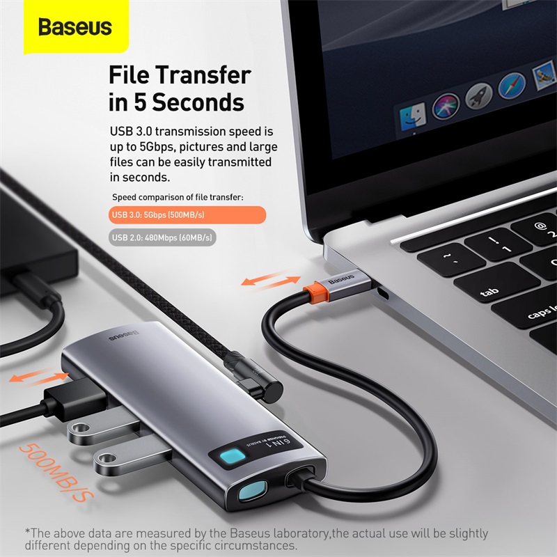 Thiết bị mở rộng hiệu Baseus Metal Gleam Series 6-in-1 Multifunctional Type-C HUB Docking Station - Giải pháp kết nối tinh gọn và mạnh mẽ cho chiếc laptop của bạn - hub chuyển đổi <strong>Baseus Metal Gleam Series 6-in-1</strong>. Với thiết kế vỏ nhôm nguyên khối sang trọng, sản phẩm mở rộng một cổng Type-C thành 6 cổng chức năng quan trọng nhất: HDMI 4K cho hình ảnh sắc nét, 3 cổng USB 3.0 truyền dữ liệu tốc độ 5Gbps, cổng mạng LAN Gigabit cho kết nối internet siêu ổn định và cổng sạc nhanh PD 100W. Đây là lựa chọn lý tưởng để tối ưu hóa không gian làm việc, giúp bạn kết nối đa nhiệm một cách liền mạch và hiệu quả. Nâng cấp trải nghiệm của bạn ngay hôm nay với <strong>Baseus Metal Gleam Series 6-in-1</strong>.