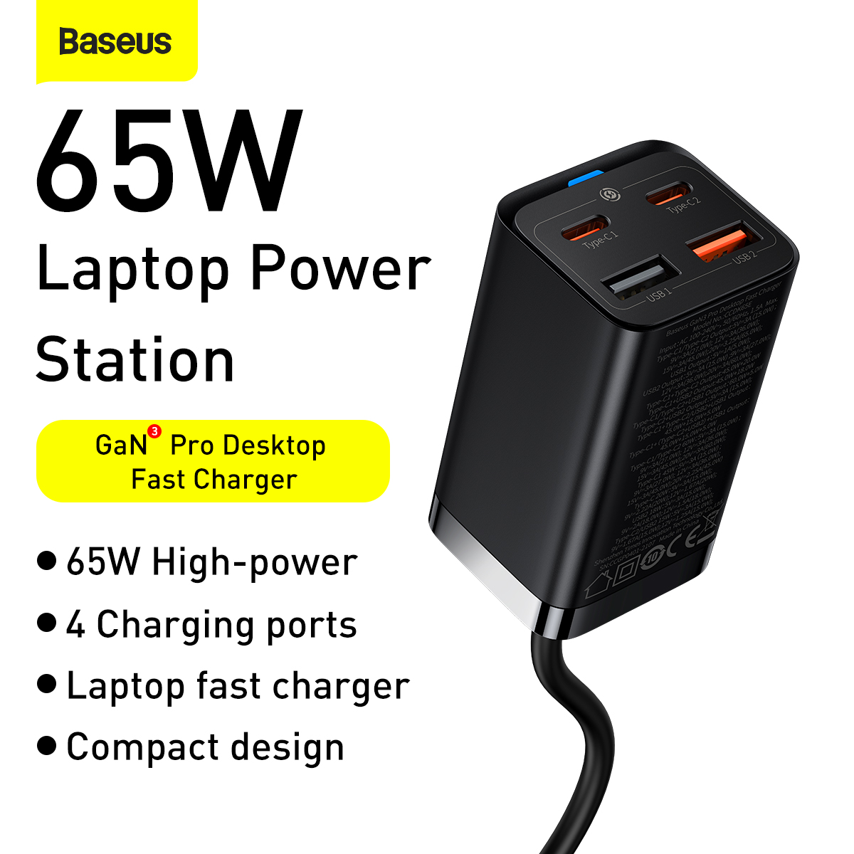 Bộ sạc hiệu Baseus GaN3 Pro Desktop 2C+2U 65W EU - Dọn dẹp hoàn toàn bàn làm việc của bạn với trạm sạc đa năng <strong>Baseus GaN3 Pro</strong> 65W. Đây là giải pháp năng lượng "tất cả trong một" thay thế toàn bộ những củ sạc cồng kềnh. Với công nghệ GaN3 tiên tiến, trạm sạc mang lại công suất 65W mạnh mẽ trong một thiết kế nhỏ gọn, giúp bạn sạc nhanh đồng thời 4 thiết bị, bao gồm cả MacBook, iPad và điện thoại. Thiết kế để bàn thông minh với dây nguồn dài 1.5m giúp bạn đặt các cổng sạc ngay trong tầm tay, không cần phải cúi xuống tìm ổ cắm. Hãy đầu tư vào sự gọn gàng và hiệu suất đỉnh cao với <strong>Baseus GaN3 Pro</strong>.
