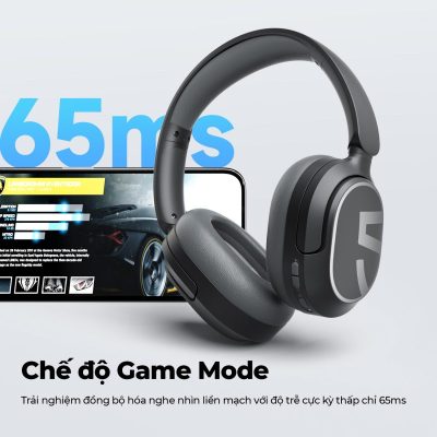 Tai nghe Bluetooth chụp tai SoundPEATS A8, Driver 40mm, Pin 70H, IPX4, Bluetooth 5.3, ANC -43dB, Game Mode 65ms - Tai nghe <strong>SoundPEATS A8</strong> thiết kế chụp tai, driver 40mm, âm thanh sống động với codec AAC/SBC. Pin 70H (tắt ANC), sạc USB-C, sạc nhanh 10 phút cho 12H. IPX4 chống nước, 4 mic ENC, Bluetooth 5.3, độ trễ 65ms (Game Mode). Chống ồn chủ động Hybrid ANC -43dB. App SoundPEATS tùy chỉnh EQ. Bảo hành 12 tháng, lý tưởng nghe nhạc, chơi game, đàm thoại.