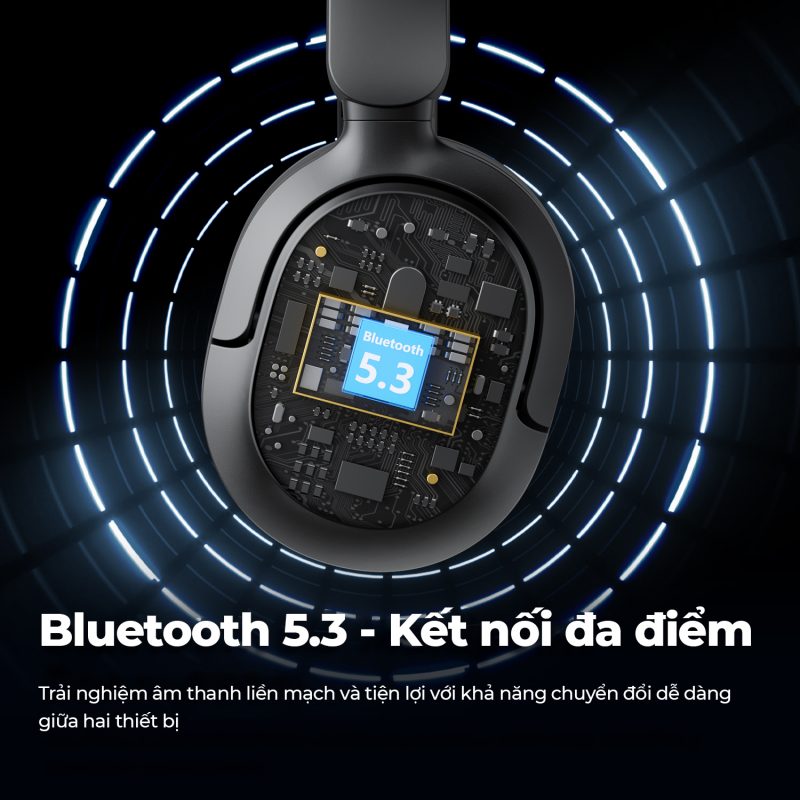 Tai nghe Bluetooth chụp tai SoundPEATS A8, Driver 40mm, Pin 70H, IPX4, Bluetooth 5.3, ANC -43dB, Game Mode 65ms - Tai nghe <strong>SoundPEATS A8</strong> thiết kế chụp tai, driver 40mm, âm thanh sống động với codec AAC/SBC. Pin 70H (tắt ANC), sạc USB-C, sạc nhanh 10 phút cho 12H. IPX4 chống nước, 4 mic ENC, Bluetooth 5.3, độ trễ 65ms (Game Mode). Chống ồn chủ động Hybrid ANC -43dB. App SoundPEATS tùy chỉnh EQ. Bảo hành 12 tháng, lý tưởng nghe nhạc, chơi game, đàm thoại.