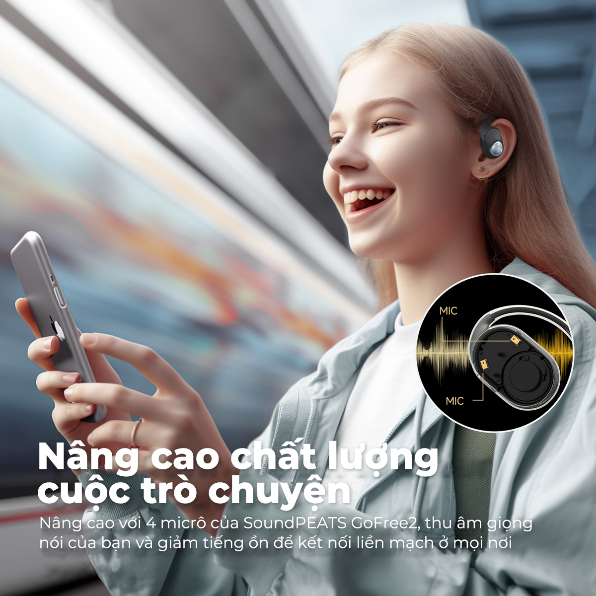 Tai nghe Bluetooth thể thao SoundPEATS Gofree 2, Open-Ear, Driver 16.2mm, Pin 35H, IPX5, Bluetooth 5.3, ENC, Game Mode - <p dir="ltr" data-pm-slice="1 1 []">Tai nghe <strong>SoundPEATS Gofree 2</strong> thiết kế Open-Ear, driver 16.2mm, âm thanh Hi-Res với codec LDAC/AAC/SBC. Pin 9H (tai nghe), 35H (với hộp sạc), sạc USB-C. IPX5 chống nước, 4 mic ENC, Bluetooth 5.3, độ trễ 60ms (Game Mode). Tương thích app SoundPEATS tùy chỉnh EQ. Bảo hành 12 tháng, lý tưởng cho thể thao, nghe nhạc, đàm thoại.</p>