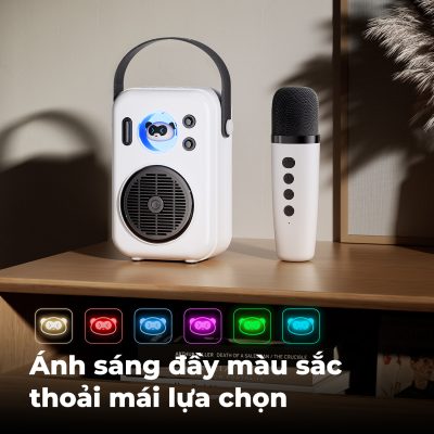 Loa Karaoke di động SoundPEATS Hi Singing, Kèm Micro không dây, Bluetooth 5.1, Pin 5H, LED đa sắc, 4 chế độ giọng hát - Loa Karaoke di động <strong>SoundPEATS Hi Singing</strong> thiết kế nhỏ gọn, màng loa 49.8x21mm, âm thanh sống động. Pin 1800mAh (loa) và 500mAh (mic), dùng 5 giờ, sạc USB-C. Kết nối Bluetooth 5.1, thẻ nhớ, AUX-IN. 4 chế độ giọng hát (Cổ điển, Hoạt hình, Vui vẻ, Quái thú), đèn LED đa sắc. Bảo hành 12 tháng, lý tưởng cho tiệc tùng, dã ngoại, hát karaoke.
