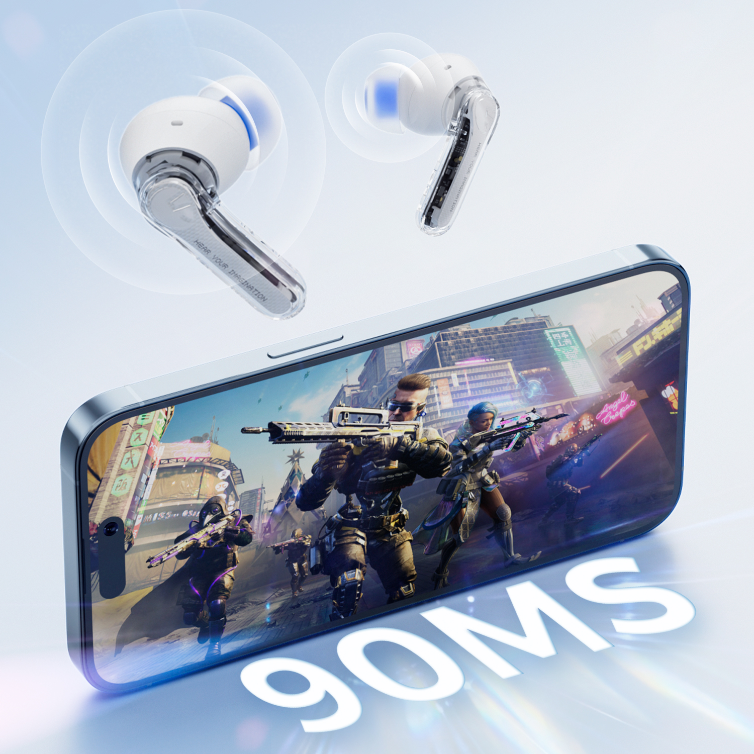 Tai nghe Bluetooth True Wireless SoundPEATS Clear, In-ear, Driver 12mm, Pin 40H, IPX4, Bluetooth 5.3, ENC, Game Mode - Tai nghe <strong>SoundPEATS Clear</strong> phiên bản trong suốt, thiết kế in-ear, driver 12mm, âm thanh sống động, codec AAC/SBC. Pin 7H (tai nghe), 40H (với hộp sạc), sạc USB-C. IPX4 chống nước, 2 mic ENC, Bluetooth 5.3, độ trễ 90ms (Game Mode). App PeatsAudio tùy chỉnh EQ. Bảo hành 12 tháng, lý tưởng nghe nhạc, chơi game, đàm thoại.