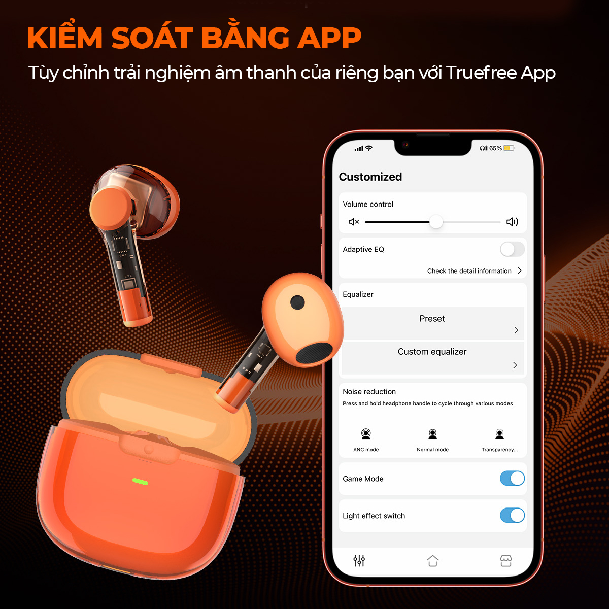 Tai nghe Bluetooth True Wireless SoundPEATS TRUEFREE T3, Semi-in-ear, Driver 13mm, Pin 28H, IPX4, Bluetooth 5.3, ANC - Tai nghe <strong>SoundPEATS TRUEFREE T3</strong> với công nghệ <strong>SoundPEATS TRUEFREE T3</strong>, thiết kế semi-in-ear, driver 13mm, âm thanh sống động, codec AAC/SBC. Pin 7H (tai nghe), 28H (với hộp sạc), sạc USB-C. IPX4 chống nước, 4 mic ENC, Bluetooth 5.3, độ trễ 40ms (Game Mode). App PeatsAudio tùy chỉnh EQ, ANC -35dB. Bảo hành 12 tháng, lý tưởng nghe nhạc, chơi game.