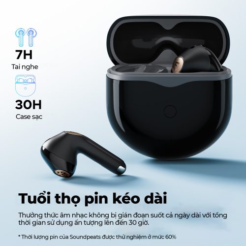 Tai nghe Bluetooth SoundPEATS Air4 Lite, Semi-in-ear, Driver 13mm, Pin 30H, IPX4, Bluetooth 5.3, LDAC, 6 Mic ENC - Hình ảnh 2