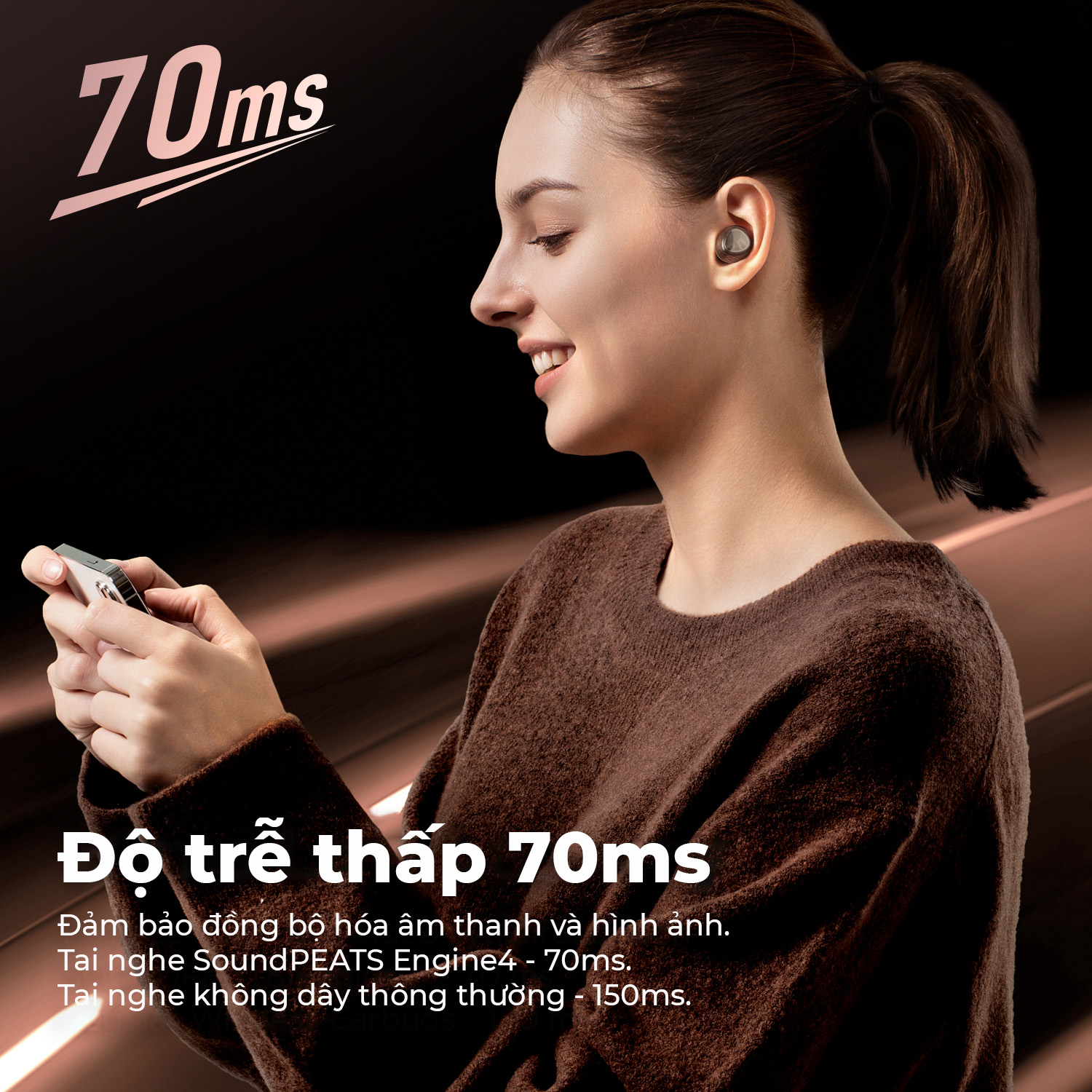 Tai nghe Bluetooth thể thao SoundPEATS Engine4, In-Ear, Coaxial Dual Driver, LDAC Hi-Res, Pin 43H, IPX4, Bluetooth 5.3, ENC - Tai nghe <strong>SoundPEATS Engine4</strong> với công nghệ <strong>SoundPEATS Engine4</strong>, thiết kế in-ear, Coaxial Dual Driver (10mm+6mm), âm thanh Hi-Res LDAC. Pin 12.5H (tai nghe), 43H (với hộp sạc), sạc USB-C. IPX4 chống nước, 4 mic ENC, Bluetooth 5.3, độ trễ 70ms (Game Mode). App PeatsAudio tùy chỉnh EQ. Bảo hành 12 tháng, lý tưởng cho thể thao, nghe nhạc.
