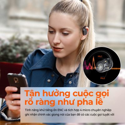 Tai nghe Bluetooth thể thao SoundPEATS GoFree, Open-Ear, Driver 16.2mm, Pin 45H, IPX4, Bluetooth 5.3, ENC - Tai nghe<strong> SoundPEATS GoFree</strong> với công nghệ <strong>SoundPEATS GoFree</strong>, thiết kế Open-Ear, driver 16.2mm, âm thanh sống động. Pin 10H (tai nghe), 45H (với hộp sạc), sạc USB-C. IPX4 chống nước, 4 mic ENC, Bluetooth 5.3, độ trễ 60ms (Game Mode). App PeatsAudio tùy chỉnh EQ. Bảo hành 12 tháng, lý tưởng cho chạy bộ, tập gym.
