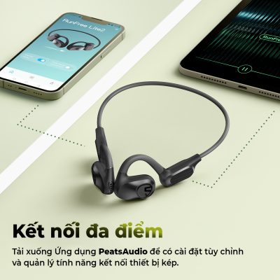 Tai nghe Bluetooth thể thao SoundPEATS RunFree Lite 2, Open-Ear, Driver 16.2mm, Pin 15H, IPX4, Bluetooth 5.3, ENC - Tai nghe <strong>SoundPEATS RunFree Lite 2</strong> với công nghệ<strong> SoundPEATS RunFree Lite 2</strong>, thiết kế Open-Ear, driver 16.2mm, âm thanh sống động. Pin 15H, sạc USB-C, Bluetooth 5.3, độ trễ thấp. IPX4 chống nước, 2 mic ENC, hỗ trợ kết nối kép. Trọng lượng 27g, app PeatsAudio tùy chỉnh EQ. Bảo hành 12 tháng, lý tưởng cho chạy bộ, tập gym.