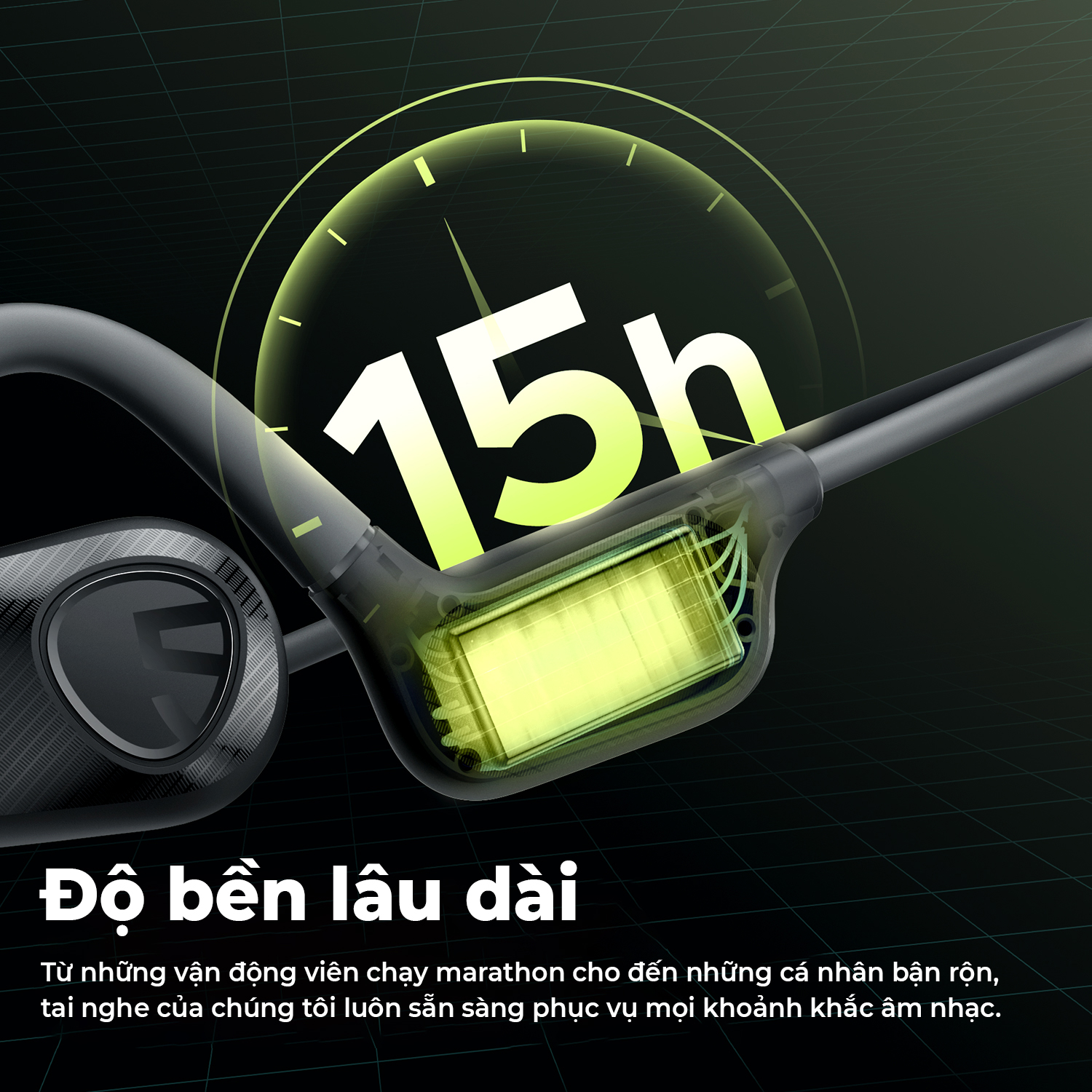 Tai nghe Bluetooth thể thao SoundPEATS RunFree Lite 2, Open-Ear, Driver 16.2mm, Pin 15H, IPX4, Bluetooth 5.3, ENC - Tai nghe <strong>SoundPEATS RunFree Lite 2</strong> với công nghệ<strong> SoundPEATS RunFree Lite 2</strong>, thiết kế Open-Ear, driver 16.2mm, âm thanh sống động. Pin 15H, sạc USB-C, Bluetooth 5.3, độ trễ thấp. IPX4 chống nước, 2 mic ENC, hỗ trợ kết nối kép. Trọng lượng 27g, app PeatsAudio tùy chỉnh EQ. Bảo hành 12 tháng, lý tưởng cho chạy bộ, tập gym.
