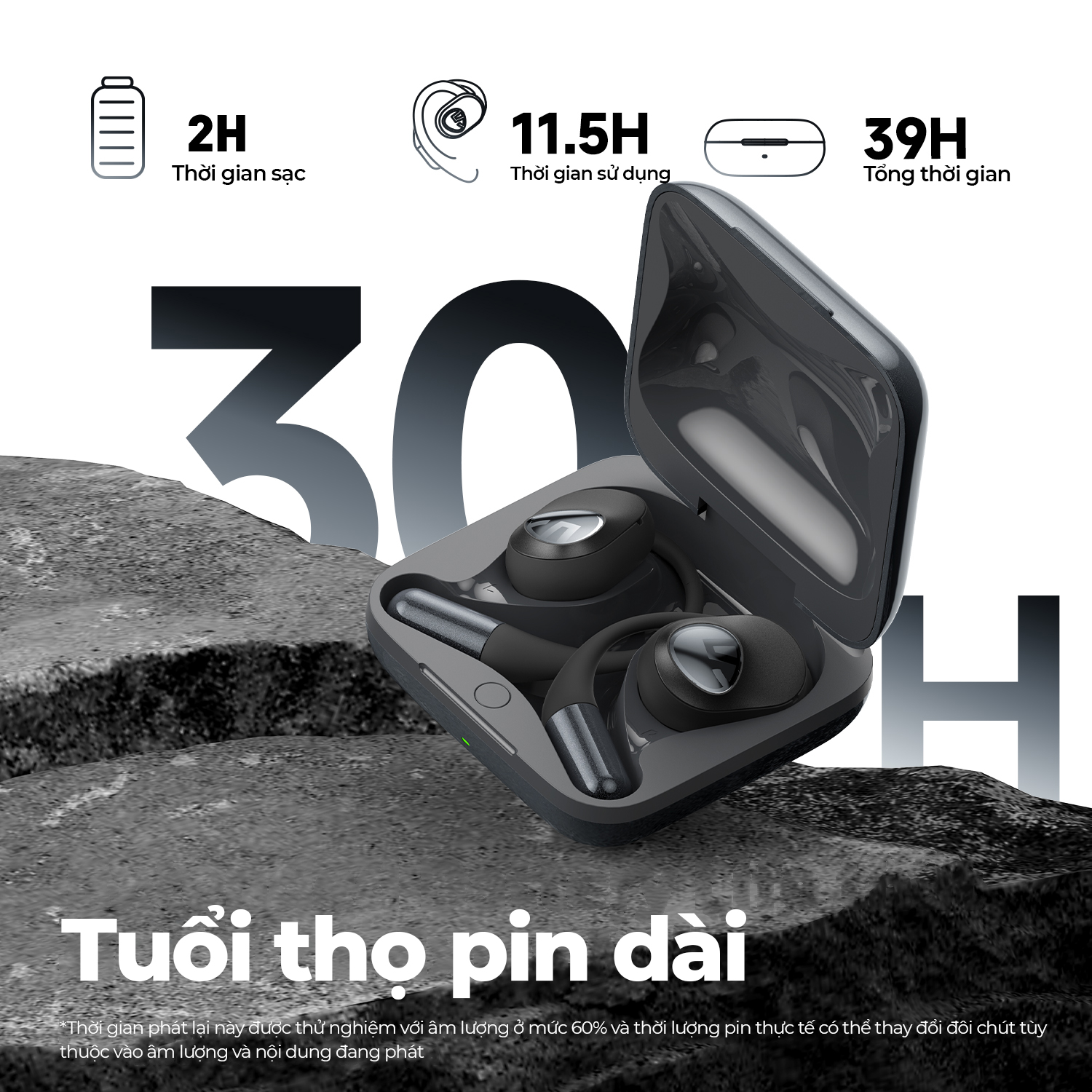 Tai nghe Bluetooth thể thao SoundPEATS Gofree 2+ (Plus), Open-Ear, Driver 16.2mm, LDAC, Pin 39H, IPX5, Bluetooth 5.3, ENC - Tai nghe <strong>SoundPEATS Gofree 2+ (Plus)</strong> với công nghệ <strong>SoundPEATS Gofree 2+</strong>, thiết kế Open-Ear, driver 16.2mm, âm thanh Hi-Res (LDAC). Pin 11.5H (tai nghe), 39H (với hộp sạc), sạc không dây. IPX5 chống nước, 4 mic ENC, Bluetooth 5.3, độ trễ 60ms (Game Mode). App PeatsAudio tùy chỉnh EQ. Bảo hành 12 tháng, lý tưởng cho thể thao, nghe nhạc.
