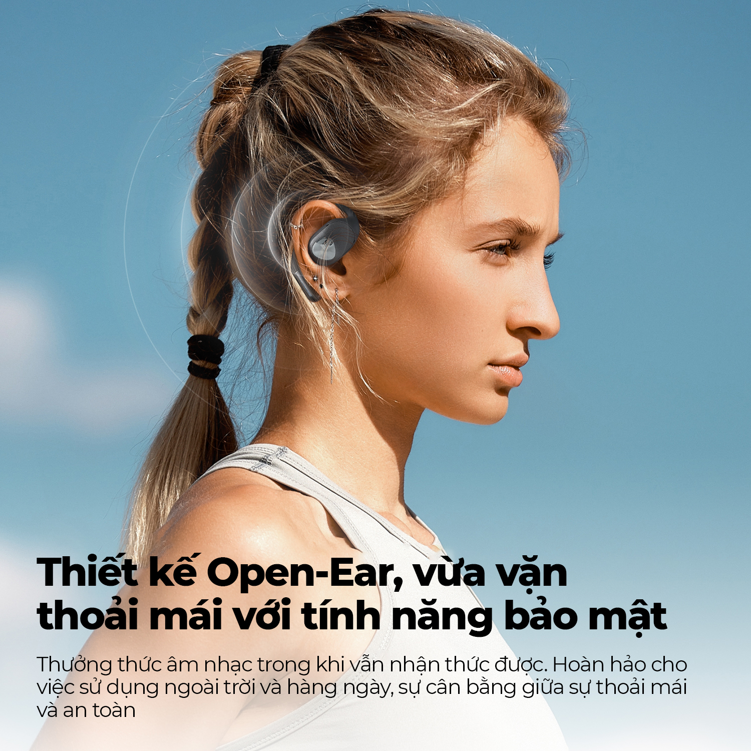 Tai nghe Bluetooth thể thao SoundPEATS Gofree 2+ (Plus), Open-Ear, Driver 16.2mm, LDAC, Pin 39H, IPX5, Bluetooth 5.3, ENC - Tai nghe <strong>SoundPEATS Gofree 2+ (Plus)</strong> với công nghệ <strong>SoundPEATS Gofree 2+</strong>, thiết kế Open-Ear, driver 16.2mm, âm thanh Hi-Res (LDAC). Pin 11.5H (tai nghe), 39H (với hộp sạc), sạc không dây. IPX5 chống nước, 4 mic ENC, Bluetooth 5.3, độ trễ 60ms (Game Mode). App PeatsAudio tùy chỉnh EQ. Bảo hành 12 tháng, lý tưởng cho thể thao, nghe nhạc.