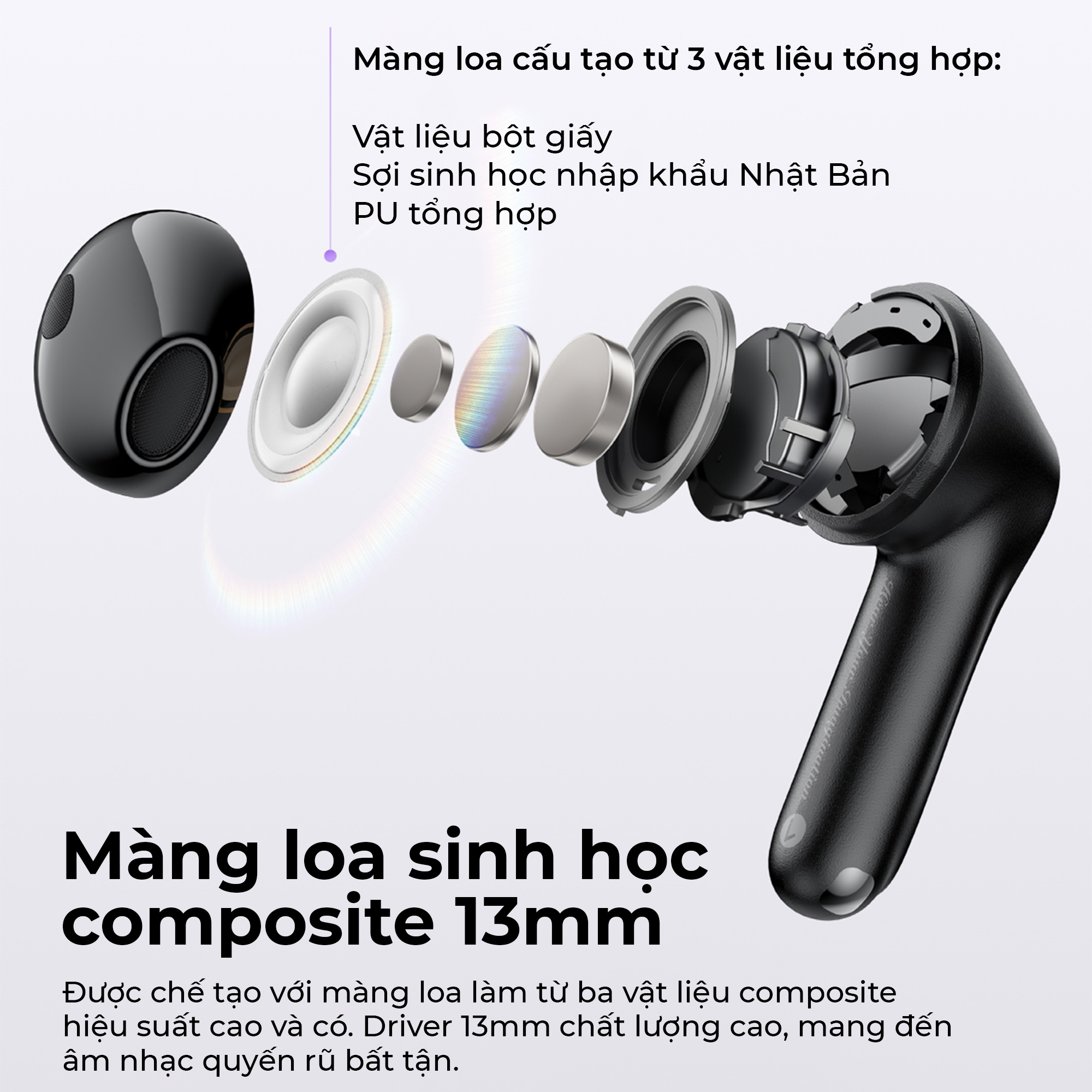 Tai nghe Bluetooth True Wireless SoundPEATS Air 5, Driver 13mm, Hi-Res Audio, Bluetooth 5.4, Pin 30H, IPX5, 6 Mic - Tai nghe <strong>SoundPEATS Air 5</strong> với công nghệ<strong> SoundPEATS Air 5</strong>, driver 13mm, âm thanh Hi-Res (Qualcomm Snapdragon Sound), Bluetooth 5.4, kết nối đa điểm. Pin 6.5H (tai nghe), 30H (với hộp sạc), sạc nhanh USB-C. 6 mic với cVc 8.0 giảm ồn, IPX5 chống nước. Tùy chỉnh qua app PeatsAudio, lý tưởng nghe nhạc, chơi game. Bảo hành 12 tháng.
