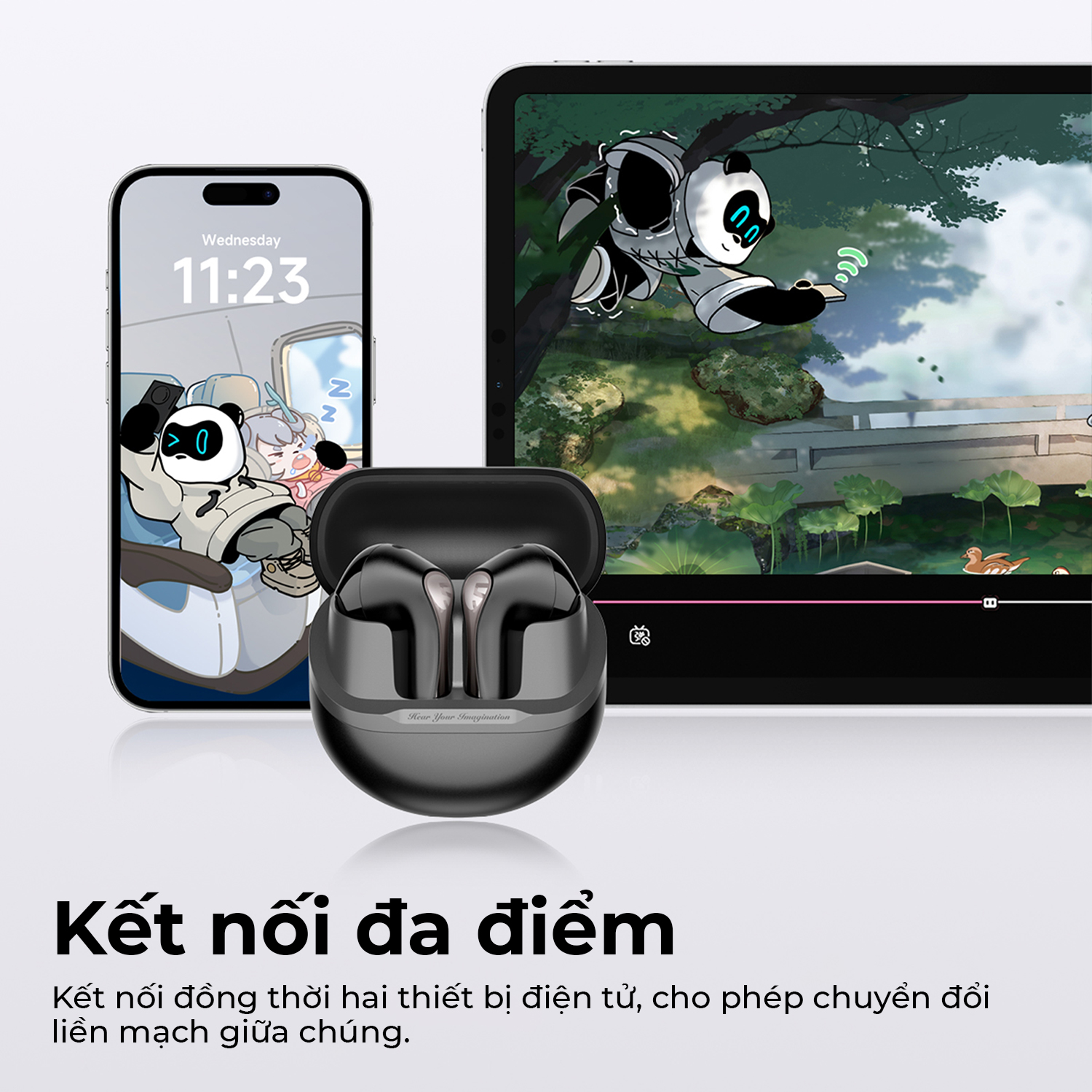 Tai nghe Bluetooth True Wireless SoundPEATS Air 5, Driver 13mm, Hi-Res Audio, Bluetooth 5.4, Pin 30H, IPX5, 6 Mic - Tai nghe <strong>SoundPEATS Air 5</strong> với công nghệ<strong> SoundPEATS Air 5</strong>, driver 13mm, âm thanh Hi-Res (Qualcomm Snapdragon Sound), Bluetooth 5.4, kết nối đa điểm. Pin 6.5H (tai nghe), 30H (với hộp sạc), sạc nhanh USB-C. 6 mic với cVc 8.0 giảm ồn, IPX5 chống nước. Tùy chỉnh qua app PeatsAudio, lý tưởng nghe nhạc, chơi game. Bảo hành 12 tháng.