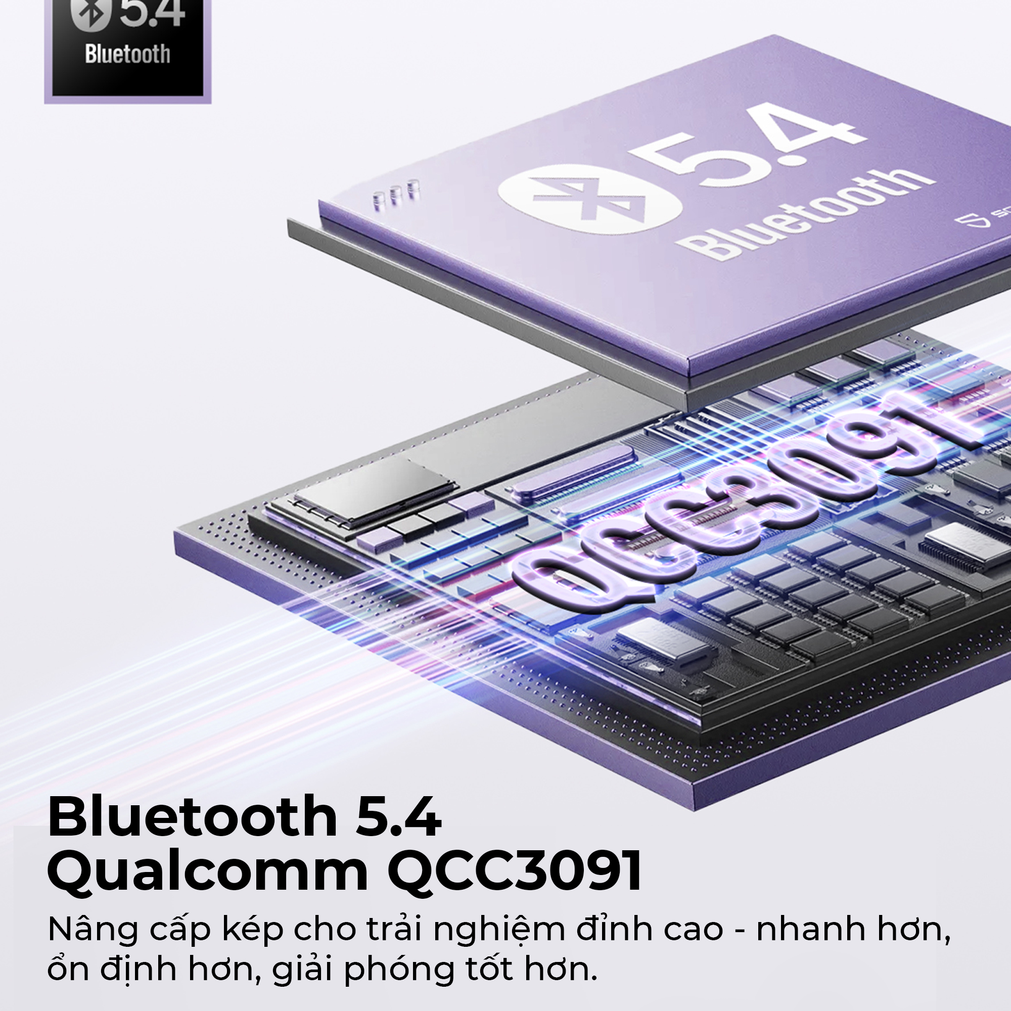 Tai nghe Bluetooth True Wireless SoundPEATS Air 5, Driver 13mm, Hi-Res Audio, Bluetooth 5.4, Pin 30H, IPX5, 6 Mic - Tai nghe <strong>SoundPEATS Air 5</strong> với công nghệ<strong> SoundPEATS Air 5</strong>, driver 13mm, âm thanh Hi-Res (Qualcomm Snapdragon Sound), Bluetooth 5.4, kết nối đa điểm. Pin 6.5H (tai nghe), 30H (với hộp sạc), sạc nhanh USB-C. 6 mic với cVc 8.0 giảm ồn, IPX5 chống nước. Tùy chỉnh qua app PeatsAudio, lý tưởng nghe nhạc, chơi game. Bảo hành 12 tháng.