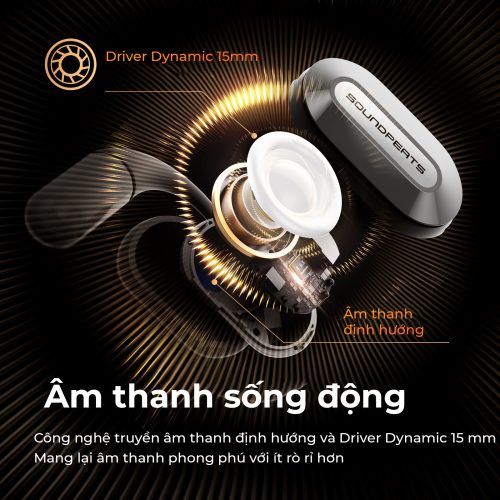 Tai nghe Bluetooth thể thao SoundPEATS HearFit, Open-Ear, Driver 15mm, Bluetooth 5.3, Pin 22H, IPX5, ENC - Hình ảnh 2