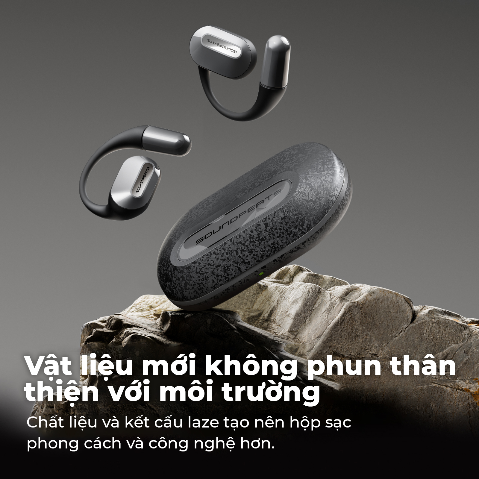 Tai nghe Bluetooth thể thao SoundPEATS HearFit, Open-Ear, Driver 15mm, Bluetooth 5.3, Pin 22H, IPX5, ENC - Tai nghe <strong>SoundPEATS HearFit</strong> với công nghệ <strong>SoundPEATS HearFit,</strong> thiết kế Open-Ear, driver 15mm, âm thanh định hướng, Bluetooth 5.3, độ trễ 70ms. Pin 6.5H (tai nghe), 22H (với hộp sạc), sạc nhanh USB-C. IPX5 chống nước, 4 mic ENC, hỗ trợ app PeatsAudio với 9 EQ. Trọng lượng 9.4g mỗi tai, lý tưởng cho thể thao, du lịch. Bảo hành 12 tháng.