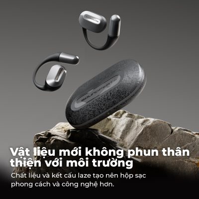 Tai nghe Bluetooth thể thao SoundPEATS HearFit, Open-Ear, Driver 15mm, Bluetooth 5.3, Pin 22H, IPX5, ENC - Tai nghe <strong>SoundPEATS HearFit</strong> với công nghệ <strong>SoundPEATS HearFit,</strong> thiết kế Open-Ear, driver 15mm, âm thanh định hướng, Bluetooth 5.3, độ trễ 70ms. Pin 6.5H (tai nghe), 22H (với hộp sạc), sạc nhanh USB-C. IPX5 chống nước, 4 mic ENC, hỗ trợ app PeatsAudio với 9 EQ. Trọng lượng 9.4g mỗi tai, lý tưởng cho thể thao, du lịch. Bảo hành 12 tháng.
