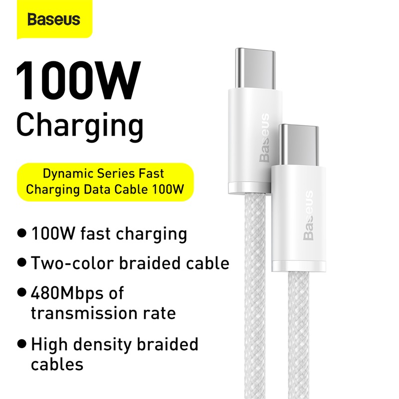Cáp sạc nhanh hiệu Baseus Dynamic Series Type-C to Type-C 100W 1m - Giải phóng toàn bộ sức mạnh sạc của bạn với cáp <strong>Baseus Dynamic Series</strong> Type-C to Type-C 100W. Được thiết kế để đáp ứng nhu cầu năng lượng của các thiết bị đòi hỏi khắt khe nhất, cáp hỗ trợ công suất sạc Power Delivery (PD) lên đến 100W (20V/5A), cho phép sạc nhanh cả laptop, MacBook, máy tính bảng và smartphone. Tích hợp chip E-Marker thông minh, cáp tự động điều chỉnh dòng điện để đảm bảo an toàn tuyệt đối cho thiết bị của bạn. Lớp vỏ bọc bằng dây dù bện hai màu thời trang, siêu bền bỉ, chống rối và chống đứt gãy hiệu quả. Hãy nâng cấp trải nghiệm sạc của bạn với cáp <strong>Baseus Dynamic Series</strong> ngay hôm nay!