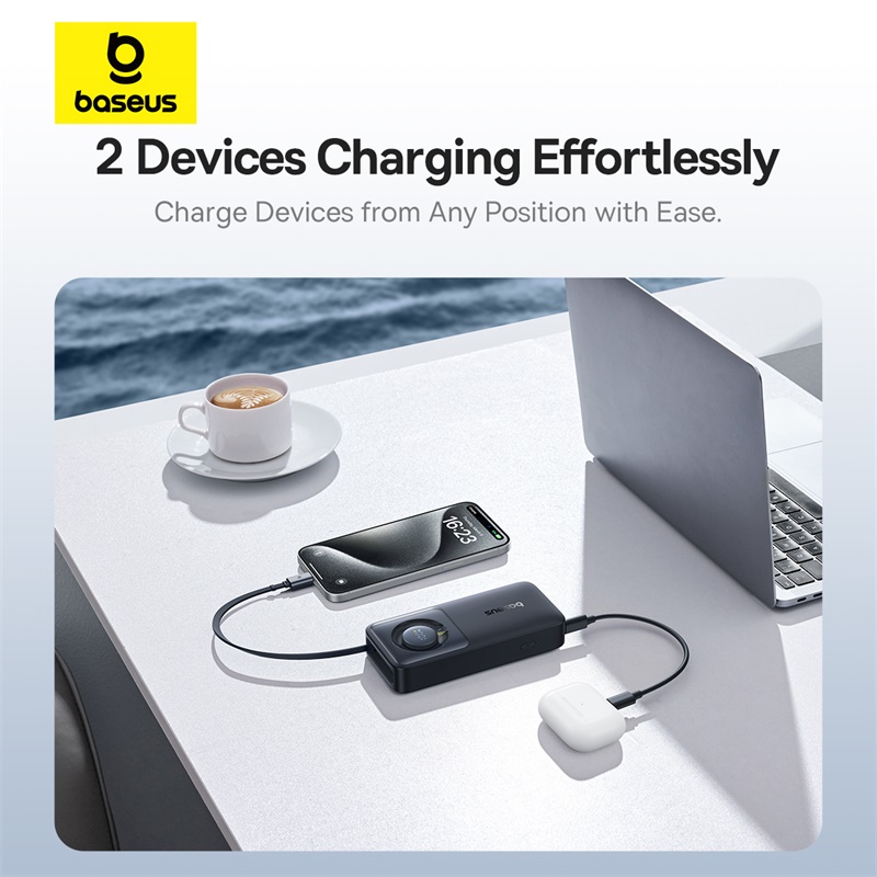 Sạc dự phòng hiệu Baseus Free2Pull with Retractable Cable 10000mAh 30W - Mệt mỏi với mớ dây cáp sạc lộn xộn? Pin sạc dự phòng <strong>Baseus Free2Pull</strong> là cuộc cách mạng về sự tiện lợi mà bạn hằng mong đợi! Thiết kế độc đáo với cáp rút gọn 2 trong 1 (Type-C & Lightning) được tích hợp sẵn, giúp bạn sạc mọi thiết bị mà không cần mang theo dây riêng. Công suất sạc nhanh Power Delivery 30W mạnh mẽ, đủ sức sạc nhanh cho cả iPhone, Android và thậm chí là MacBook Air. Dung lượng 10000mAh nhỏ gọn, lý tưởng cho nhu cầu hàng ngày, cùng màn hình LED kỹ thuật số hiển thị phần trăm pin trực quan. Sở hữu ngay <strong>Baseus Free2Pull</strong> để trải nghiệm sự tự do và gọn gàng tối thượng trong lòng bàn tay.