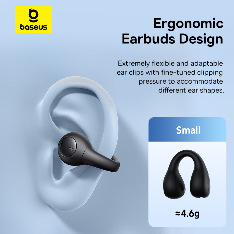 Tai nghe không dây hiệu Baseus AirGo AS01 Open-Ear - Trải nghiệm âm nhạc theo một cách hoàn toàn mới với tai nghe không dây <strong>Baseus AirGo AS01</strong>. Sở hữu thiết kế vành tai mở (Open-Ear) đột phá, tai nghe không nhét vào trong ống tai, mang lại sự thoải mái tuyệt đối và cho phép bạn luôn nhận biết được môi trường xung quanh, đảm bảo an toàn khi di chuyển. Công nghệ âm thanh định hướng mang lại chất âm rõ ràng, trong khi hệ thống 2 micro và thuật toán chống ồn AI đảm bảo cuộc gọi trong như pha lê. Với kết nối Bluetooth 5.3 ổn định, pin bền bỉ 25 giờ và chuẩn chống nước IPX4, <strong>Baseus AirGo AS01</strong> là người bạn đồng hành hoàn hảo cho những người yêu thể thao, làm việc tại văn phòng và cuộc sống năng động.