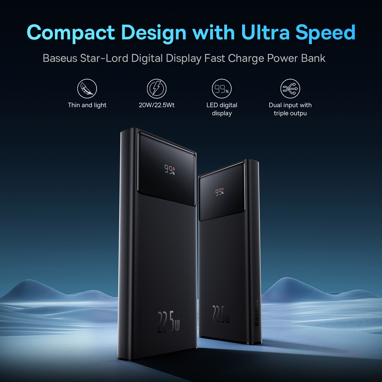 Sạc dự phòng hiệu Baseus Star-Lord Digital Display Fast Charge 10000mAh 22.5W - Đừng để điện thoại hết pin làm gián đoạn cuộc sống của bạn! Pin sạc dự phòng <strong>Baseus Star-Lord Digital Display Fast Charge 10000mAh 22.5W</strong> chính là vị cứu tinh năng lượng mà bạn cần. Với công suất sạc nhanh lên đến 22.5W, sản phẩm hỗ trợ đa giao thức từ Huawei SCP, QC 3.0 đến PD 20W, giúp sạc đầy 60% pin cho iPhone chỉ trong 30 phút. Dung lượng 10000mAh nhỏ gọn, lý tưởng để mang theo hàng ngày, cung cấp khoảng 2 lần sạc cho hầu hết các dòng smartphone. Màn hình LED kỹ thuật số hiển thị chính xác % pin còn lại, giúp bạn luôn chủ động. Sạc đồng thời 3 thiết bị với 3 cổng ra tiện lợi. <strong>Baseus Star-Lord Digital Display Fast Charge 10000mAh 22.5W</strong> là người bạn đồng hành năng lượng không thể thiếu.