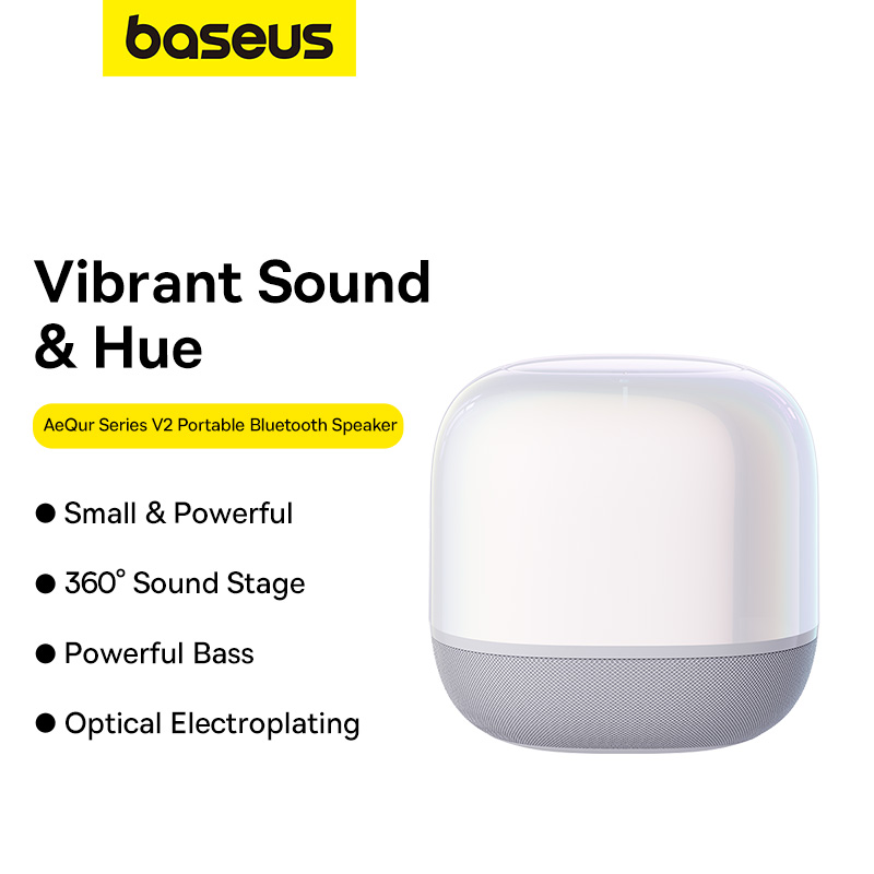 Loa bluetooth hiệu Baseus AeQur V2 - Trải nghiệm sự tiện nghi tối thượng với loa đa năng <strong>Baseus AeQur V2</strong>. Đây không chỉ là một chiếc loa bluetooth, mà còn là một trạm sạc không dây 15W mạnh mẽ, một chiếc đồng hồ LED hiển thị thời gian và một chiếc đèn ngủ với ánh sáng dịu nhẹ. Thưởng thức âm thanh vòm 360° sống động lan tỏa khắp không gian, kết nối nhanh chóng qua Bluetooth 5.0 hoặc NFC một chạm. Thiết kế tối giản, sang trọng của <strong>Baseus AeQur V2</strong> biến nó thành một món đồ trang trí công nghệ tinh tế cho bàn làm việc hay đầu giường của bạn. Tích hợp mọi thứ bạn cần vào một thiết bị duy nhất, giải phóng không gian và đơn giản hóa cuộc sống của bạn.
