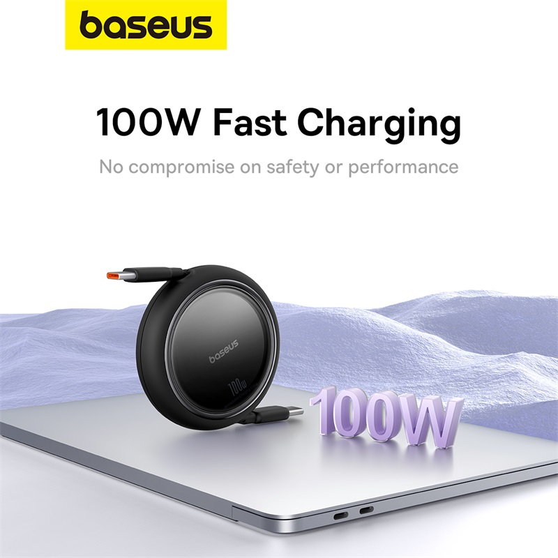 Cáp sạc hiệu Baseus Free2Draw Mini Retractable Type-C to Type-C 100W 1m - Bạn có mệt mỏi với mớ dây cáp sạc rối rắm trong túi xách? Cáp sạc dây rút <strong>Baseus Free2Draw Mini Retractable</strong> là giải pháp tối ưu cho sự gọn gàng và tiện lợi. Với cơ chế tự động thu gọn thông minh, sợi cáp dài 1m có thể được cất giữ ngăn nắp chỉ trong chớp mắt. Đừng để vẻ ngoài nhỏ gọn đánh lừa bạn, sản phẩm hỗ trợ công suất sạc nhanh Power Delivery 100W, đủ sức nạp đầy năng lượng cho cả MacBook Pro, iPad và điện thoại. Tích hợp chip E-Marker đảm bảo an toàn tuyệt đối. Hãy đơn giản hóa cuộc sống của bạn với <strong>Baseus Free2Draw Mini Retractable</strong> – người bạn đồng hành hoàn hảo cho lối sống năng động.