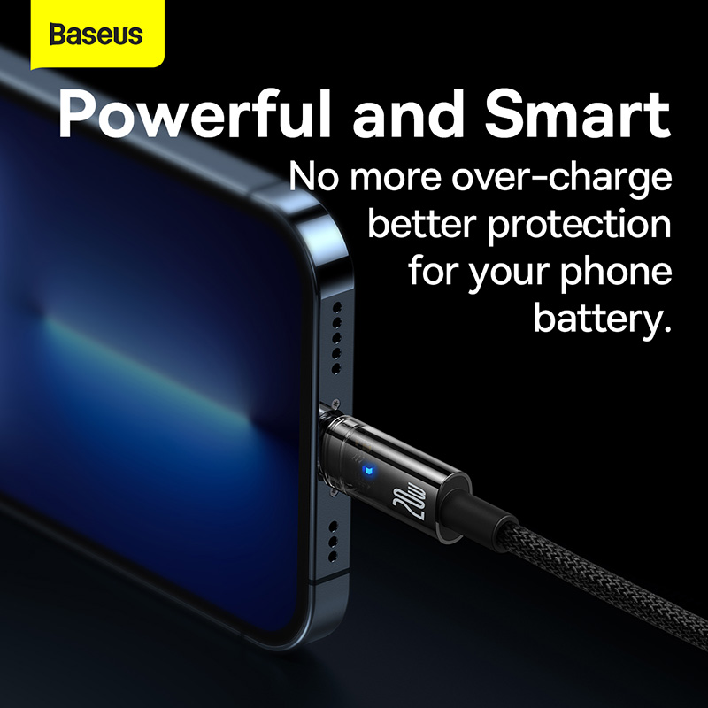 Cáp sạc nhanh tự ngắt hiệu Baseus Explorer Series Type-C to IP 20W 1m - Bảo vệ tuổi thọ pin iPhone của bạn với cáp sạc thông minh <strong>Baseus Explorer Series Type-C to IP 20W 1m</strong>. Đây không chỉ là một sợi cáp sạc nhanh PD 20W, mà còn được tích hợp công nghệ tự động ngắt nguồn khi pin đầy, chống sạc nhồi và ngăn ngừa chai pin hiệu quả. Nổi bật với thiết kế "Explorer" độc đáo, đầu cắm trong suốt để lộ bảng mạch bên trong cùng đèn LED báo trạng thái sạc. Với vỏ bện dù siêu bền và khớp nối chống gãy, đây là sự kết hợp hoàn hảo giữa công nghệ, độ bền và thẩm mỹ. Hãy sạc pin một cách thông minh và an toàn hơn với <strong>Baseus Explorer Series Type-C to IP 20W 1m</strong>.