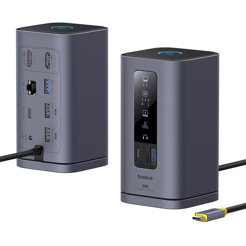 Thiết bị mở rộng hiệu Baseus Spacemate Series 10-in-1 (MAC) - Biến chiếc MacBook của bạn thành một trung tâm làm việc hiệu suất cao với <strong>Baseus Spacemate Series 10-in-1</strong>. Đây là giải pháp kết nối toàn diện, mở rộng một cổng Type-C thành 10 cổng chức năng mạnh mẽ: HDMI 4K@60Hz siêu mượt, các cổng USB 3.2 truyền dữ liệu 10Gbps siêu tốc, mạng LAN Gigabit, đầu đọc thẻ SD/TF, jack 3.5mm và sạc PD 100W. Với thiết kế đứng dọc độc đáo, sản phẩm giúp tiết kiệm không gian bàn làm việc và tản nhiệt hiệu quả. Vỏ nhôm cao cấp, sang trọng, <strong>Baseus Spacemate Series 10-in-1</strong> là trung tâm chỉ huy, giải phóng toàn bộ tiềm năng sáng tạo và hiệu suất làm việc của bạn.