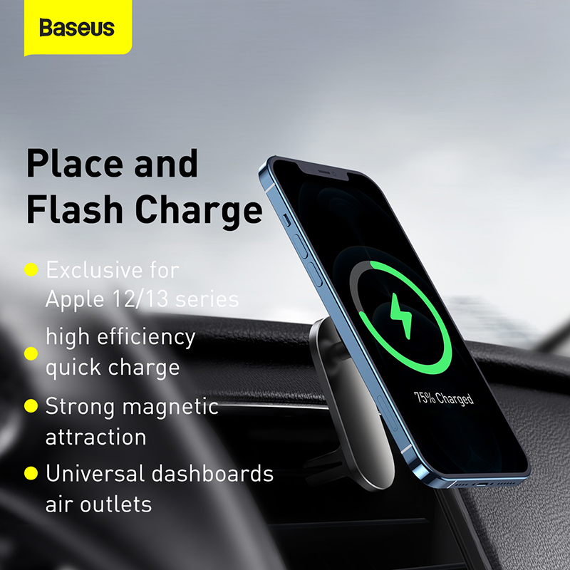 Giá Đỡ Sạc Không Dây Ô Tô Baseus Big Energy - Hít Từ Tính Cực Mạnh, Sạc Nhanh 15W, Cho iPhone & Android - Trải nghiệm sự tiện lợi và sức mạnh từ tính vượt trội với giá đỡ sạc không dây <strong>Baseus Big Energy</strong>. Với lực hút nam châm N52 cực mạnh, sản phẩm giữ chặt điện thoại của bạn một cách ổn định trên mọi cung đường, loại bỏ hoàn toàn tình trạng rung lắc, rơi rớt. Tận hưởng tốc độ sạc nhanh không dây 15W, giúp nạp đầy năng lượng cho thiết bị trong suốt hành trình. Thiết kế tối giản, sang trọng với vòng đèn LED tinh tế, cùng khả năng xoay 360 độ linh hoạt, <strong>Baseus Big Energy</strong> không chỉ là một phụ kiện tiện ích mà còn là một điểm nhấn đẳng cấp cho nội thất xe hơi của bạn. Đây là người bạn đồng hành đáng tin cậy trên mọi nẻo đường.