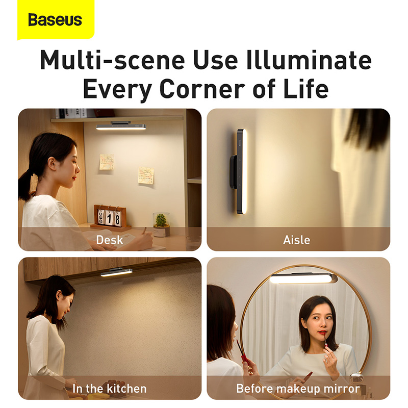 Đèn treo đế hít nam châm hiệu Baseus Magnetic Stepless Dimming Charging - Thay đổi hoàn toàn cách bạn chiếu sáng không gian với đèn <strong>Baseus Magnetic Stepless Dimming Charging</strong>. Đây là giải pháp chiếu sáng linh hoạt tối thượng, với thiết kế đế hít nam châm thông minh cho phép bạn lắp đặt ở bất cứ đâu trong vài giây mà không cần khoan tường. Thân đèn có thể dễ dàng tháo rời để sử dụng như một chiếc đèn pin cầm tay. Tận hưởng khả năng điều chỉnh độ sáng vô cấp mượt mà và xoay 80 độ để hướng ánh sáng chính xác nơi bạn cần. Với pin sạc dung lượng lớn, đây là chiếc đèn hoàn hảo cho bàn học, tủ quần áo, nhà bếp hay đèn ngủ. <strong>Baseus Magnetic Stepless Dimming Charging</strong> mang đến sự tiện lợi, thẩm mỹ và công nghệ cho ngôi nhà của bạn.
