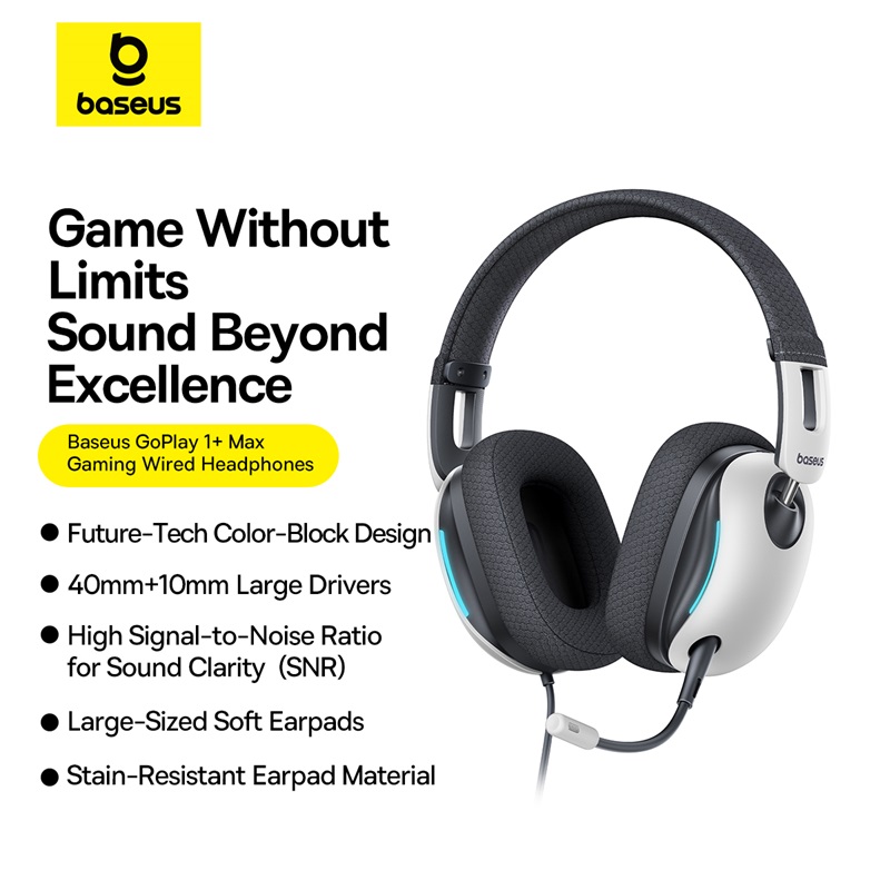 Tai Nghe Gaming Baseus GoPlay 1+ Max - Âm Thanh Vòm 7.1, Không Dây Độ Trễ Thấp, Micro Khử Ồn, Đa Nền Tảng - Thống trị mọi đấu trường ảo với tai nghe gaming không dây <strong>Baseus GoPlay 1+ Max</strong>. Được thiết kế cho game thủ chuyên nghiệp, tai nghe mang đến trải nghiệm âm thanh vòm 7.1 đỉnh cao, giúp bạn xác định chính xác vị trí kẻ địch. Công nghệ kết nối không dây 2.4GHz đảm bảo độ trễ siêu thấp, loại bỏ hoàn toàn hiện tượng lag âm thanh. Micro khử ồn có thể tháo rời giúp giao tiếp với đồng đội luôn rõ ràng, rành mạch. Đệm tai thoáng khí và thiết kế siêu nhẹ cho phép bạn chiến game hàng giờ liền mà vẫn thoải mái. Tương thích đa nền tảng PC, PS5, Switch, <strong>Baseus GoPlay 1+ Max</strong> là vũ khí tối thượng giúp bạn đến gần hơn với chiến thắng.